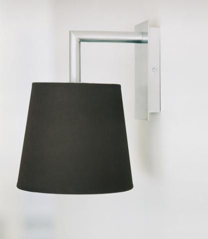 EDFOU 2 in brushed chrome with lampshade in Seta anthracite (fabric from category 3)