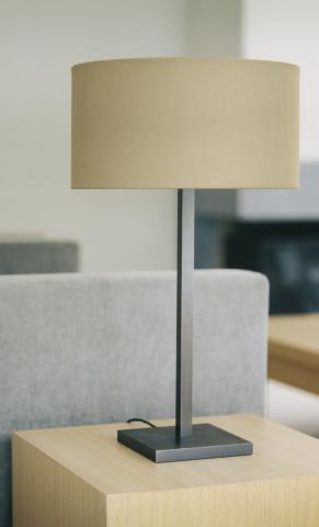 MENNA 3 in brushed bronze with lampshade in Seta Pirée (fabric from category 3)