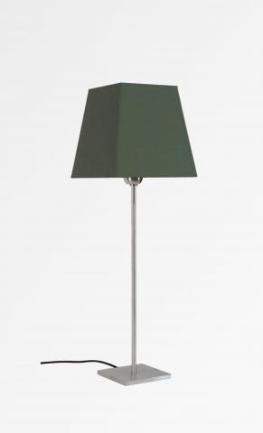 ANOUKIS 3 in brushed chrome with lampshade in Seta vert-sauge (fabric from category 3)