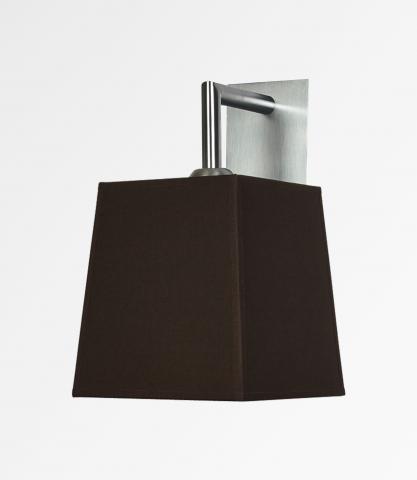EDFOU 2 in brushed chrome with lampshade in Seta marron (fabric from category 3)
