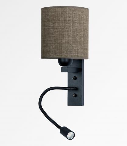 KARY in structured black with lampshade in Sami bronze (fabric from category 2)