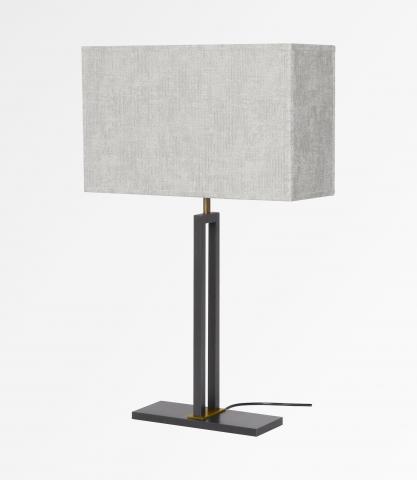 KHETY in brushed and light bronze (code 98) with lampshade in Trento ficelle (fabric from category 3)