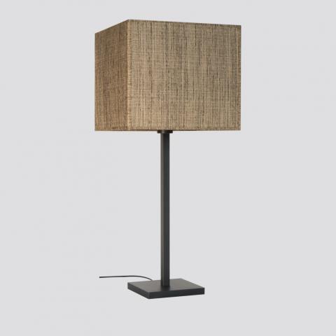 MENNA 3 in brushed bronze with square lampshade in Turda châtain (fabric from category 3)