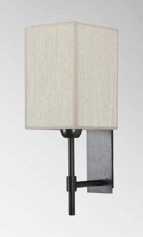 NECTANEBO 1 in brushed bronze with lampshade in Crémone (fabric from category 3)