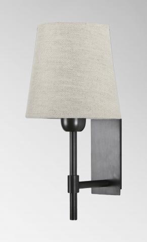 NECTANEBO 1 in brushed bronze with lampshade in Lin Bergen (fabric from category 2)
