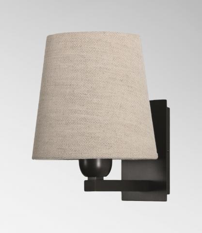RAMOSE 2 in brushed bronze with lampshade in Lin Bergen (fabric from category 2)