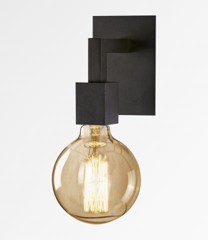 SAHOURE L in Schwarz strukturiert mit einer dekorativen goldenen Glühbirne Ø125mm
