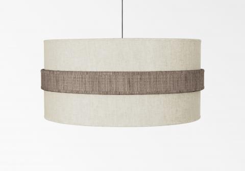Lampshade TOUYA 50 in Lin Moscou (fabric from category 2) with ring in Turda châtain