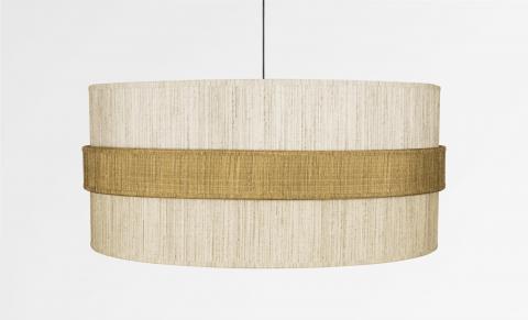 Lampshade TOUYA 60 in Turda blond (fabric from category 3) with ring in Turda abricot