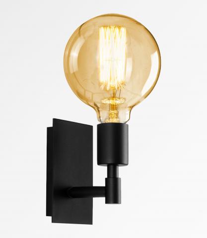 SINOUHE L in Schwarz strukturiert mit einer dekorativen goldenen Glühbirne Ø125mm