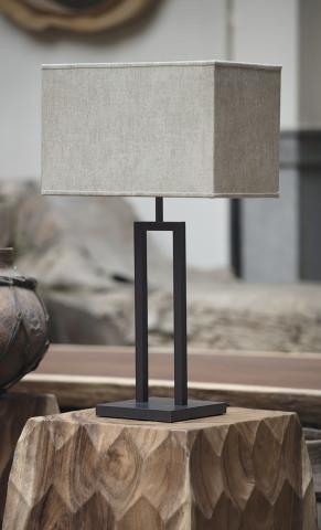 MERTY in brushed bronze with lampshade in Trento ficelle (stof uit categorie 3)