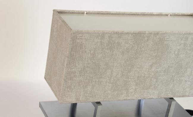 KERTASSI in brushed chrome with lampshade in Trento ficelle (fabric from category 3)