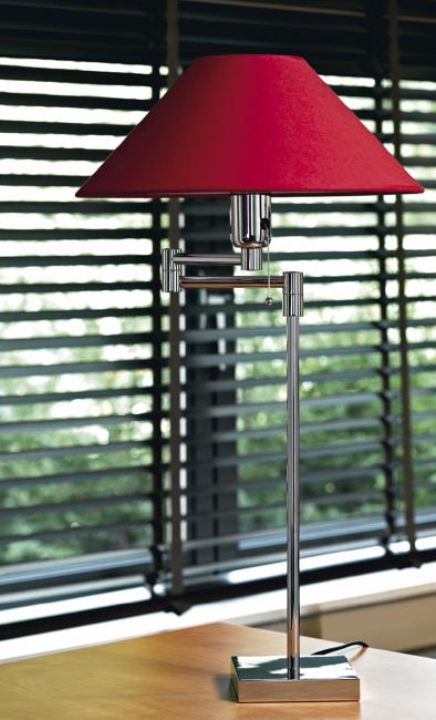 SENNEDJEN in polished chrome with lampshade in Coton groseille (fabric from category 1)