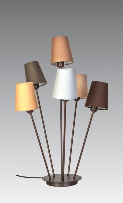 COLINE in bronze medal with lampshades in Coton (sahara, pavé du nord, sépia, tourterelle, pirée, chocolat) = set COSY (fabrics from category 1)