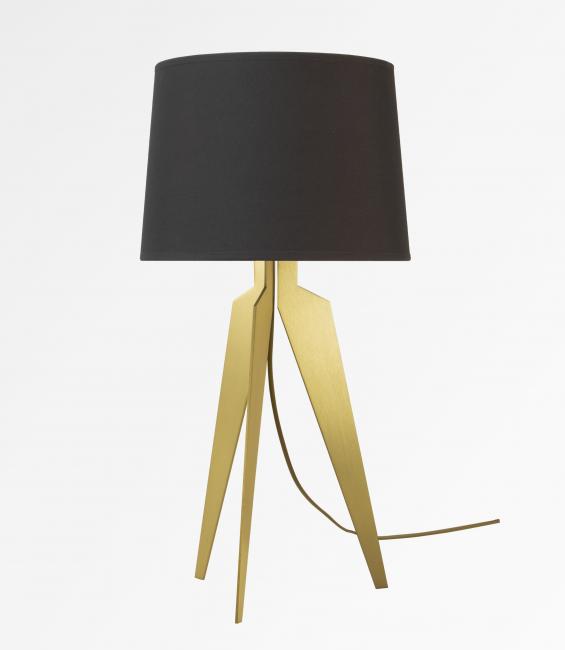 ALBI 1 in brushed brass with lampshade in Coton ardoise (fabric from category 1)