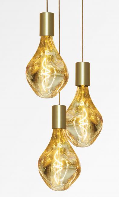 ARTEMIS 3 o20 in brushed brass with three gold bulbs