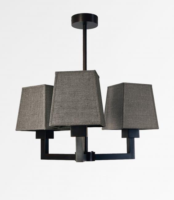 TOURAH 3 SMALL in brushed bronze with lampshades in Lin Pompéi (fabric from category 2)